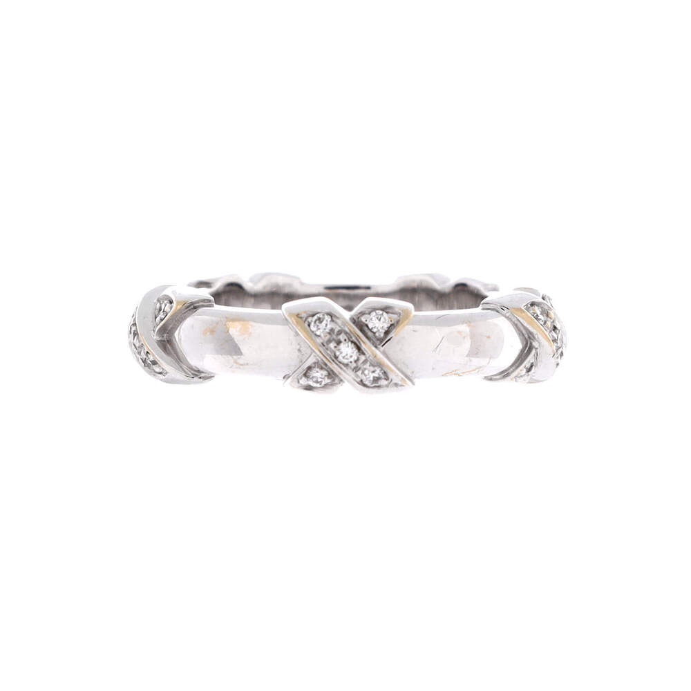 Tiffany & Co. Signature X Band Ring 18K White Gold and Diamonds